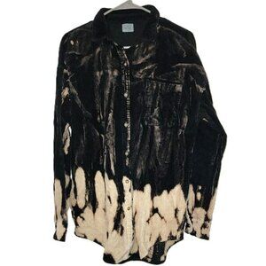 Blue and Buttercup Women's Black Bleach Dyed Corduroy Shirt Jacket Size Small